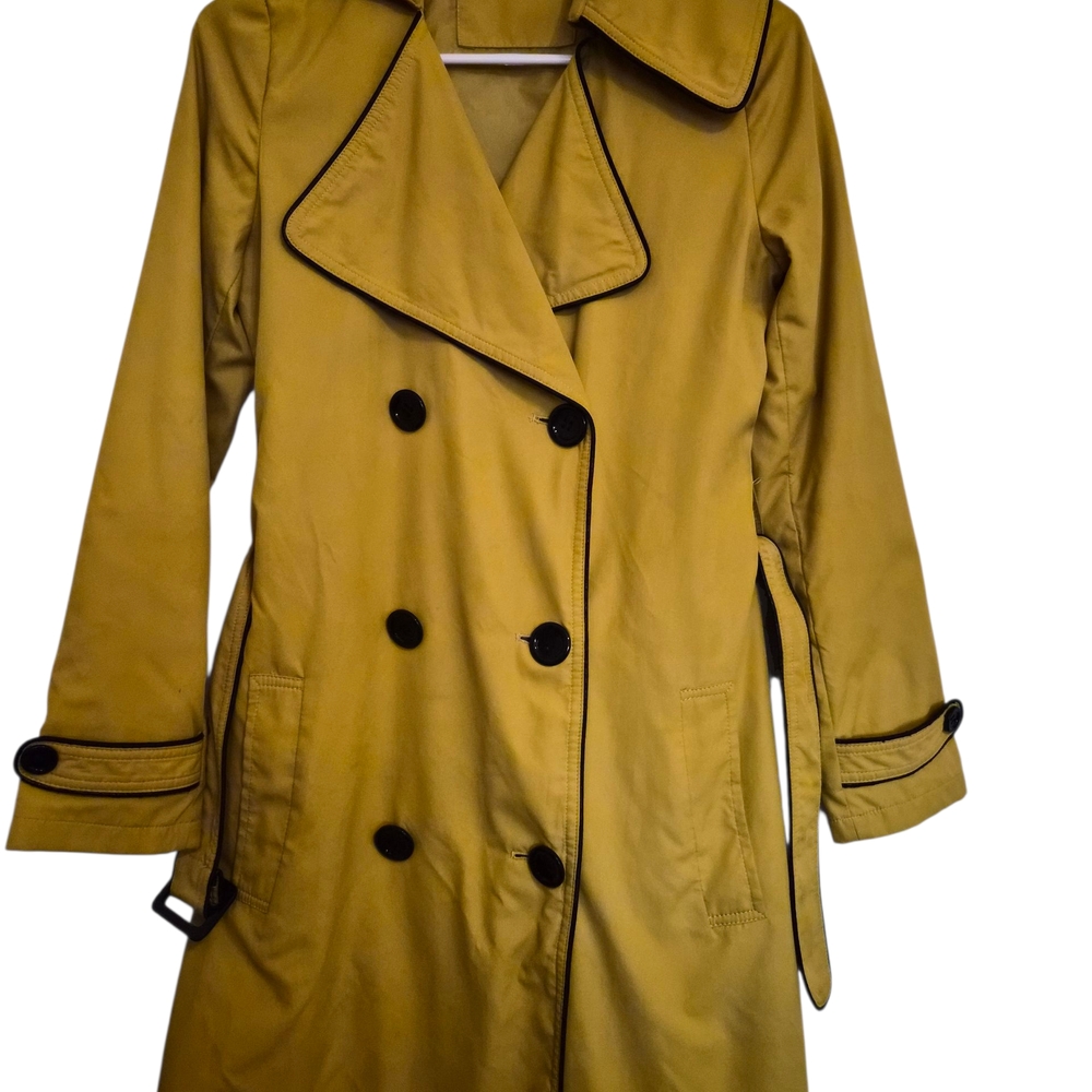 Vertigo Paris Women's Trench Coat Size XS Mustard Yellow